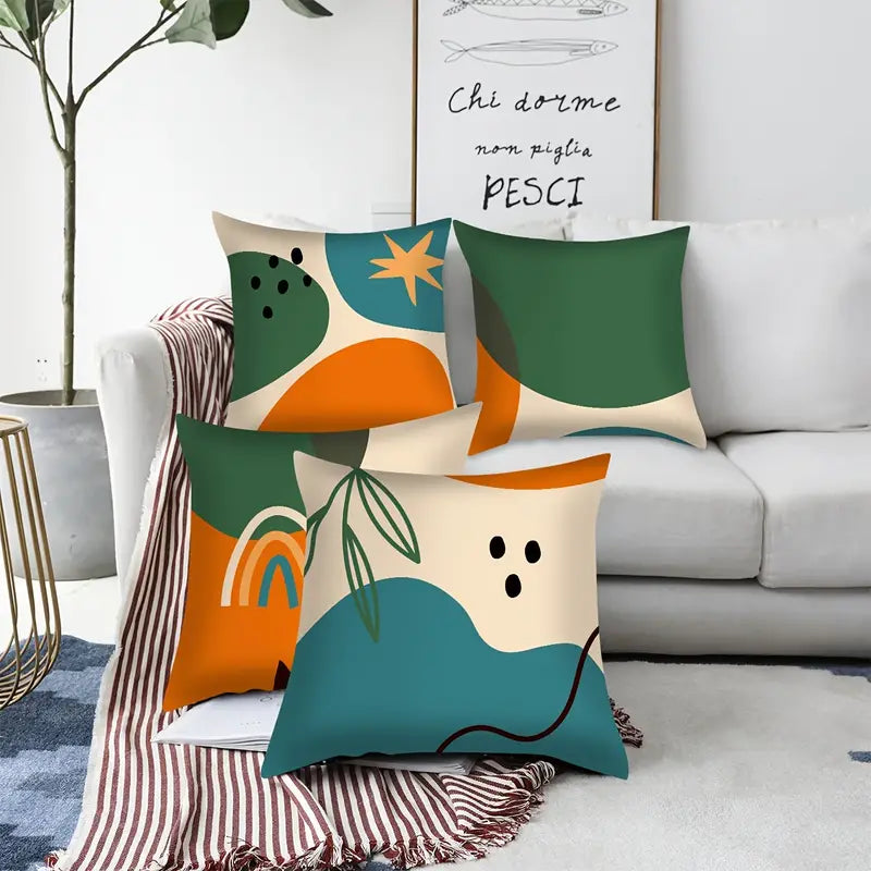 Abstract Morandi Color Geometric Pillow Cover 18x18in