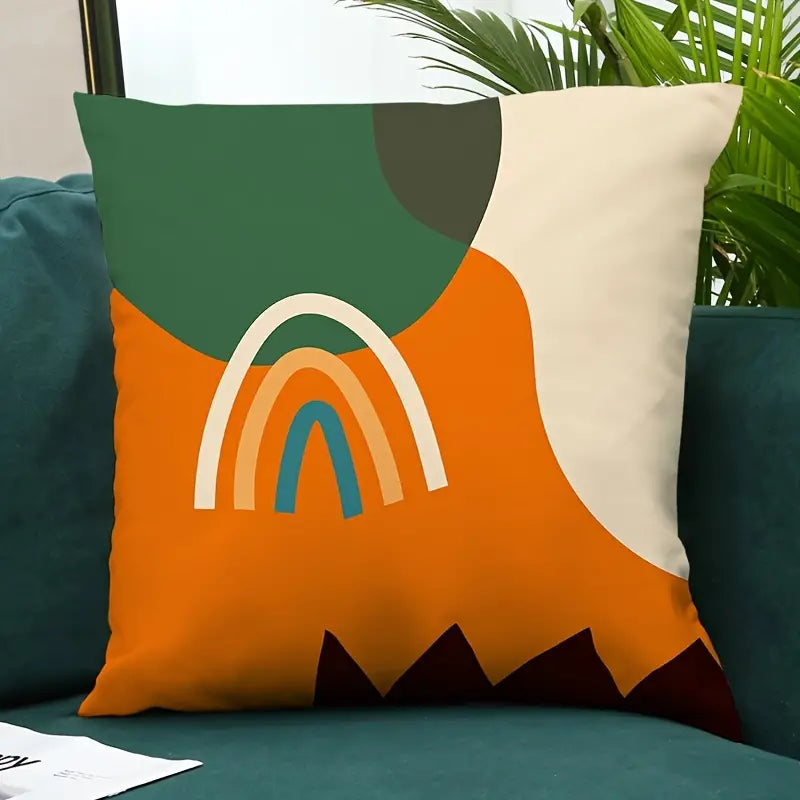 Abstract Morandi Color Geometric Pillow Cover 18x18in